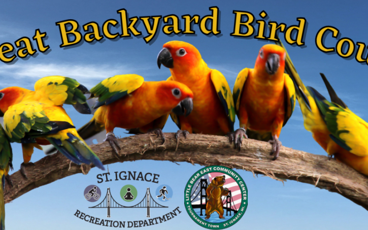 Picture of Birds on a branch with Event Title above and LBE and Community Center logos below