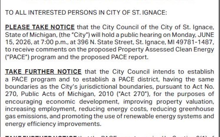 notice of public hearing PACE