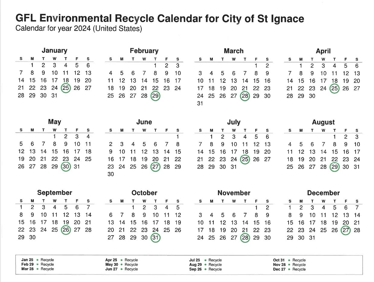 2024 recycling dates